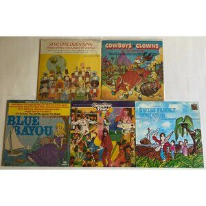 Children's Vinyl LP Albums: Blue Bayou, Swiss Family Robinson, Cowboys, Clowns